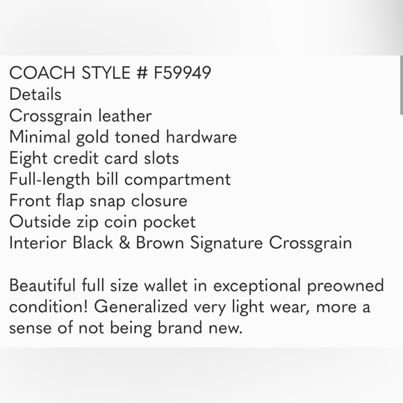 Coach Soft Wallet in Black Crossgrain Saffiano Leather - Picture 8 of 8